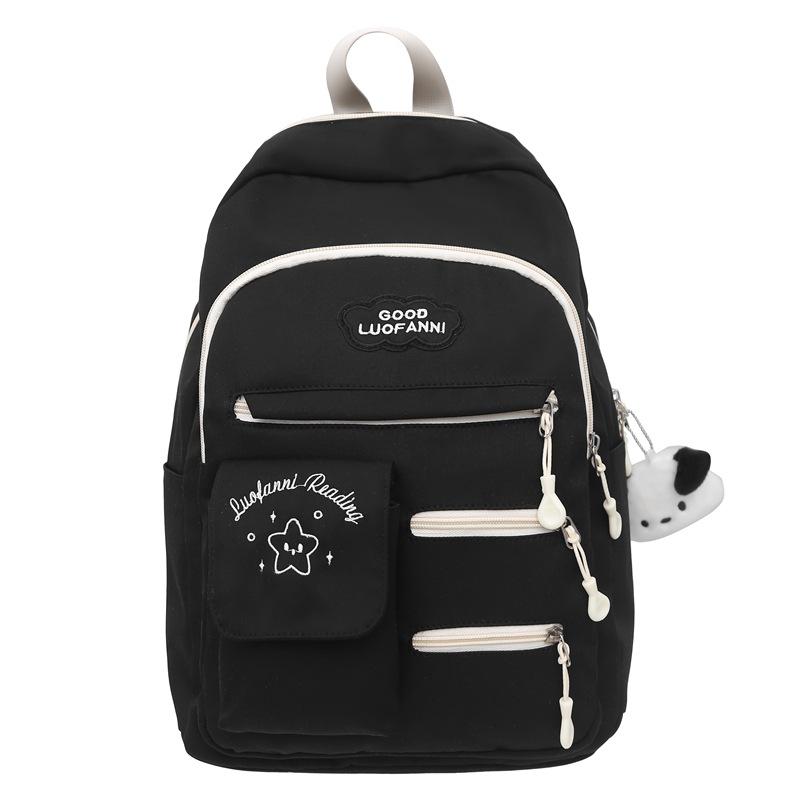 Schoolbag Double Shoulder Casual Backpack Summer Girl Lightweight Large Capacity School Bag Junior High School Student Versatile Simple Student