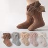 Children Socks Thick Knitted Girls Socks Big Bows Warm Cotton Socks Toddlers Infants Middle Tube Socks Winter