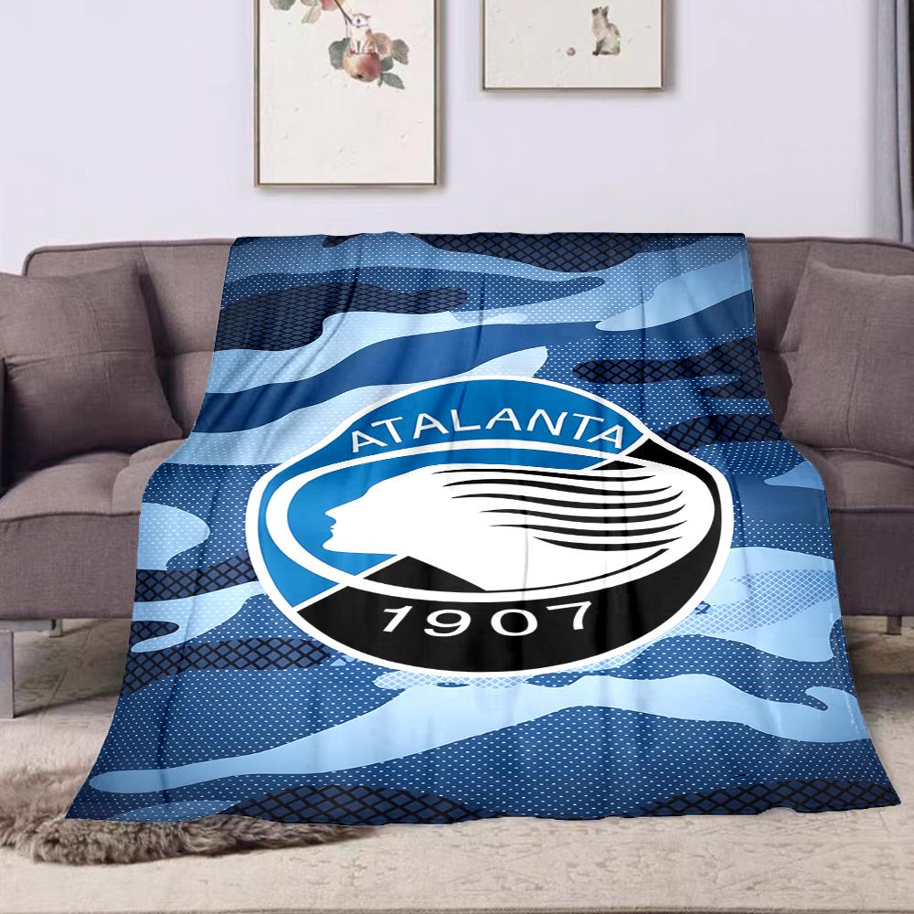 Atalanta Logo on Blue Camouflage Pattern Patterned flannel blanket perfect for the bedroom living room, sofa, or a little nap