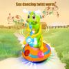 Electric Dancing Caterpillar Toy with LED Light Music Toddlers Swinging Saxophone Caterpillar Toy Boys Girls Tummy Time Interactive Crawling Toy