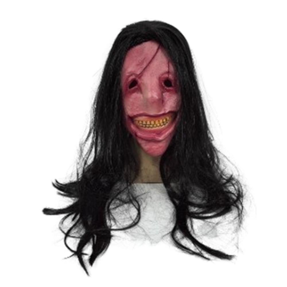 Exposed Teeth Long Hair Red Face Devil Mask Scary Scary Demon Mask Halloween Mask Cosplay