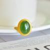 Xinjiang Hotan Jade Jasper S925 Silver Inlaid Big Egg Ring Open Mouth Ring Children's Fashion with Certificate