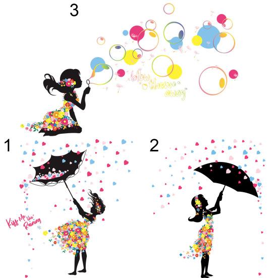 Wall Sticker Self-adhesive Easy to Apply PVC Fairy Girl Flower DIY Wall Decorative Sticker for Living Room