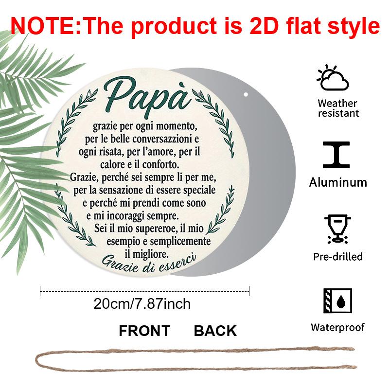 2D Flat, 1pc 7.87x7.87 Inch Round Italian-style Aluminum Sign, "Thank You Father" Vintage Decorative Plaque, Father's Day Appreciation Gift Decor