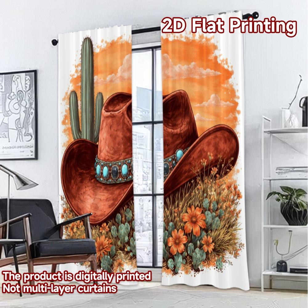 2D FLAT PRINTING 2pcs Curtains (Without Rod) Hat Desert Scene Popular Curtains Machine Washable Fabric Curtains Decorations