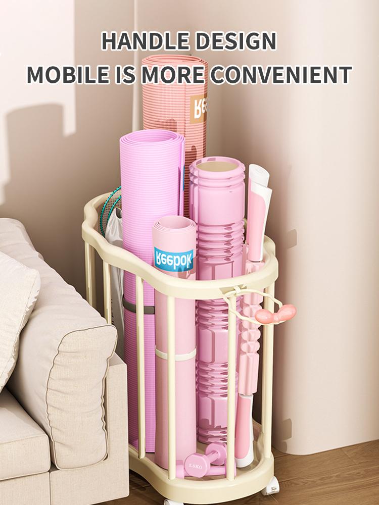 Plastic High Aesthetic Value, Light Luxury, Movable Dirty Clothes Basket, Home Yoga Mat Storage Basket, Bathroom Clothes Shelf