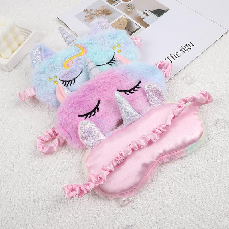 Unicorn Cartoon Plush Sleeping Eye Mask for Girls and Kids