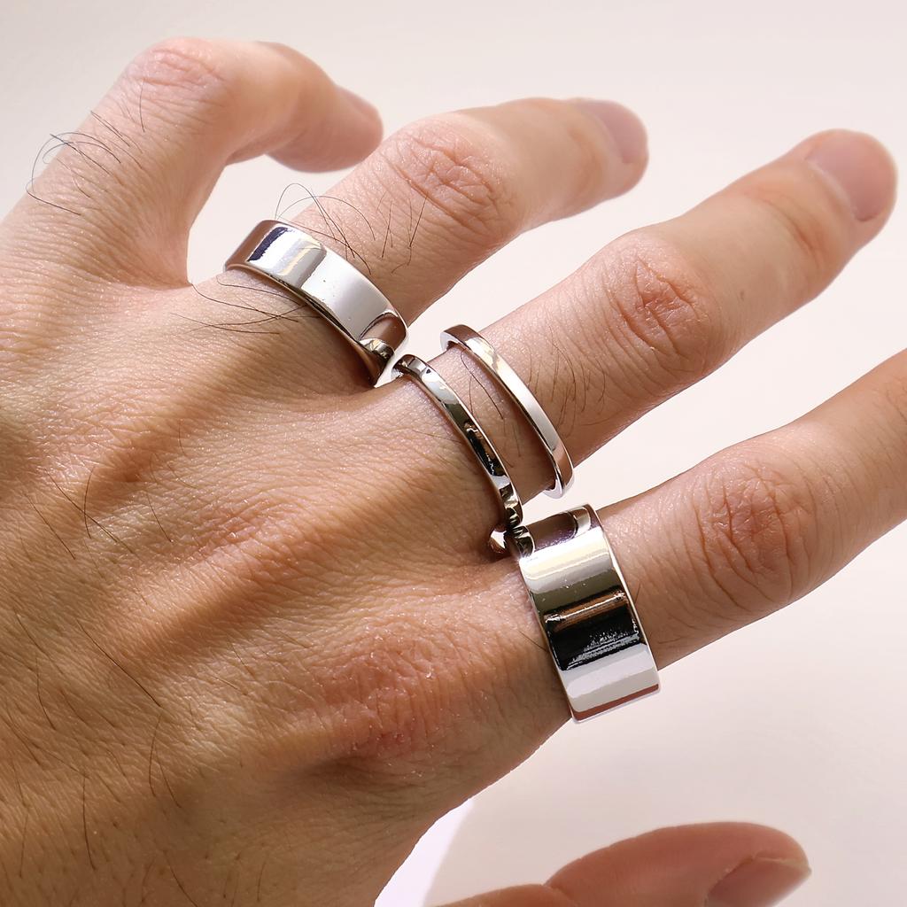 Набор из 3 ретро колец, регулируемое открытое кольцо для мужчин, готика, панк, дерзкий хип-хоп, медь с серебряным покрытием, аксессуары, подарок