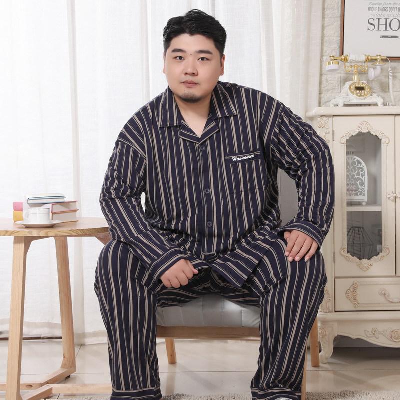 Meijiyunqiu Мужская пижама больших размеров из хлопка в полоску