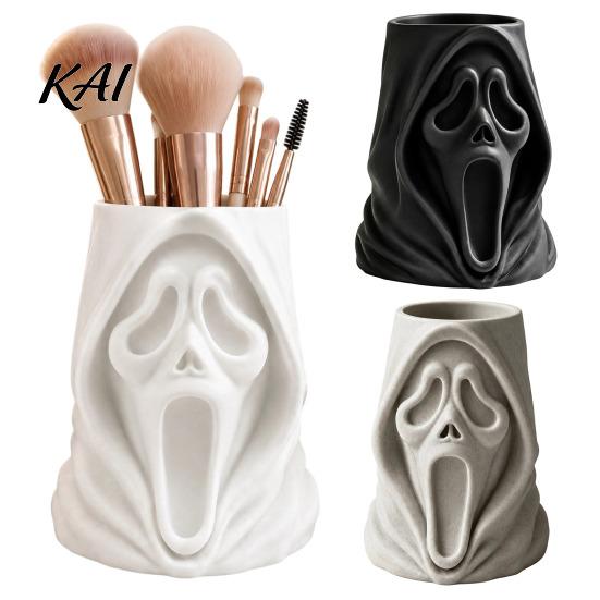 Trick or Treat Bucket Halloween Ghost Face Candy Bucket, 3D Printed Snack Holder, Scary Party Decorations Spooky Screaming Desktop Organizer