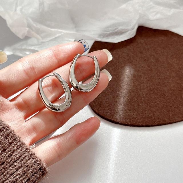 JWER винтажные гладкие металлические серьги-кольца для женщин и девочек, элегантные роскошные новые корейские украшения, серьги для повседневных темпераментных девушек