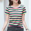 Summer Women's T-shirt Striped Round Neck Short Sleeve Top