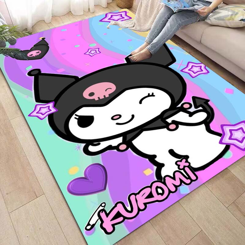 3D printed Kuromi cartoon rug, suitable for living room, bedroom, kitchen, doorway, children's non-slip floor mat, birthday gift