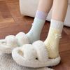 Soft Plush Sleep Socks Bowknot Warm Home Socks Simple Middle Tube Socks  Cold Weather