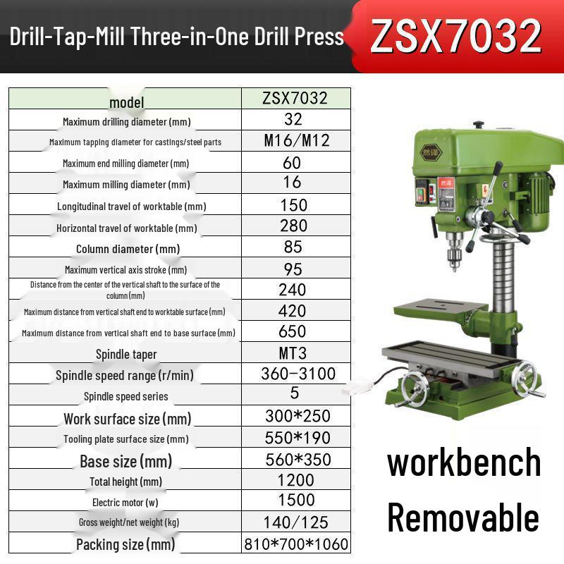 High-Power Industrial Grade Benchtop Drill Press with Integrated Drill and Tap for Precision Small Drilling and Punching