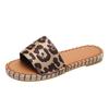 Women Sandals 2024 Summer New Women's Shoes Outer Wear Hemp Rope Leopard Print Flat Slippers Women Plus Size 43 Zapatillas Muje