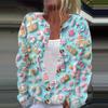 Women's Fashion Christmas Printed Long Sleeve Knitted Cardigan Button Down Jacket