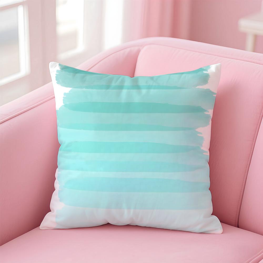 Blue Green Ocean Print Pattern Cushion Cover Pillow Case Soft Skin Friendly Fabric Concealed Zipper