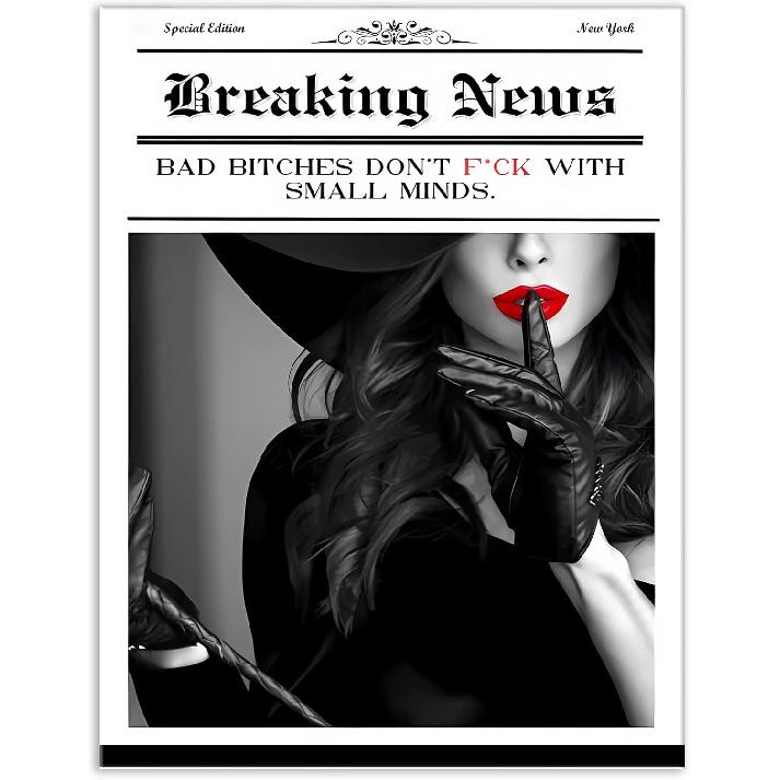 Jatinoo Framed Wall Art 11.5x15 inch, Aesthetic Posters for Wall Bedroom Decor - Fashion Vogue Newspaper Print, Black and White Framed Canvas Art for