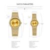 CRRJU New Men's and Women's Couple Watches Women's Watches Women's Gold Diamond-studded Watches Full of Stars and Diamonds