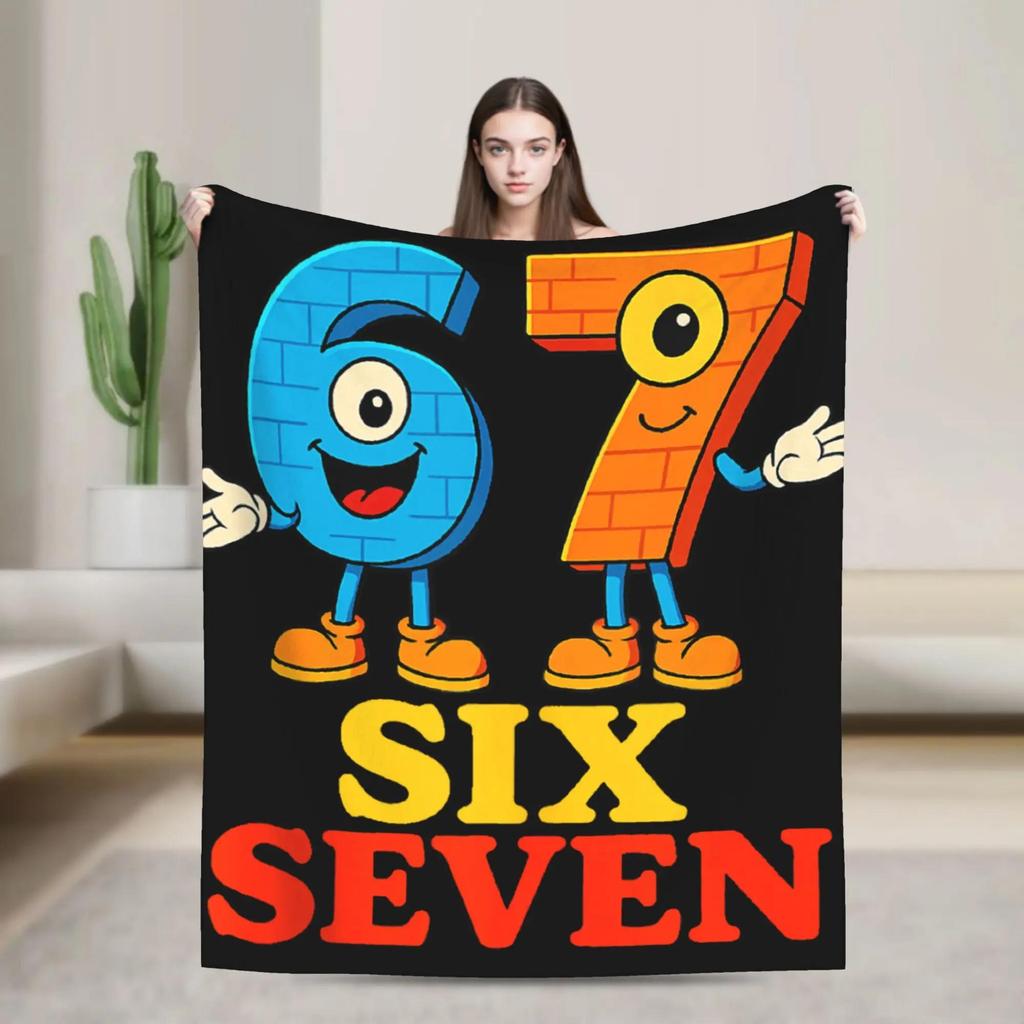 Italian Brainrot Funny Italian Kids Six Seven Meme Blanket Warm Plush Throw for Boys Bedroom Flannel Bedspread Soft Cozy