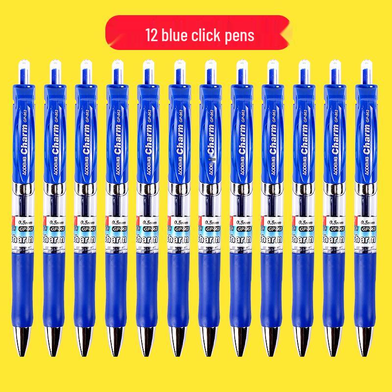 Набор из 100 стержней для черной гелевой ручки 0,5 мм - На водной основе, Шариковый наконечник, Нажимной механизм, Совместимы с красной ручкой