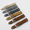 Watchband Vintage Suede Leather Watch Strap 18mm 20mm 22mm 24mm Grey Band Replacement Wristband Handmade Stitching Watchband