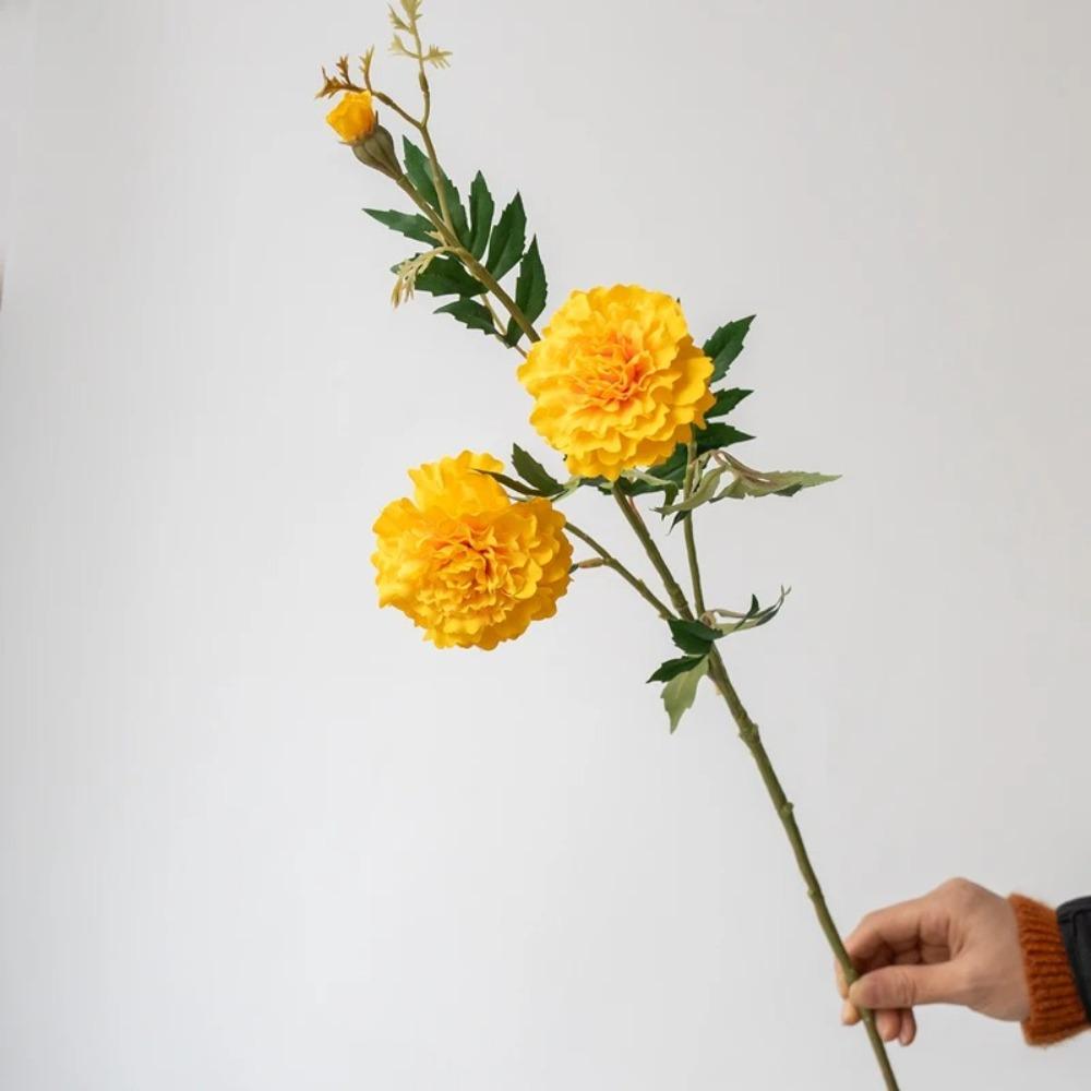 3 Heads Silk Flower Branches Silk Cloth Material Simulated Floral Decor Photography Props