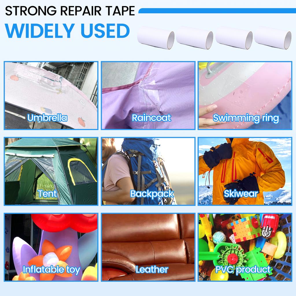 4 Roll TPU RV Awning Repair Tape 15x100CM Waterproof and Heat Resistant Tent Repair Tape for Outdoor Tarp Canopy and Boat Cover