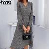 Women's Fashion Summer Spring Floral Print Long Sleeve V-Neck Casual Dresses