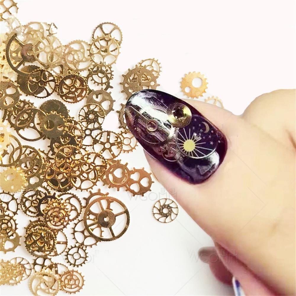 Mixed Patterns DIY Tips Time Gear 3D Flakes Hollow Metallic Nail Sequins Manicure Decor