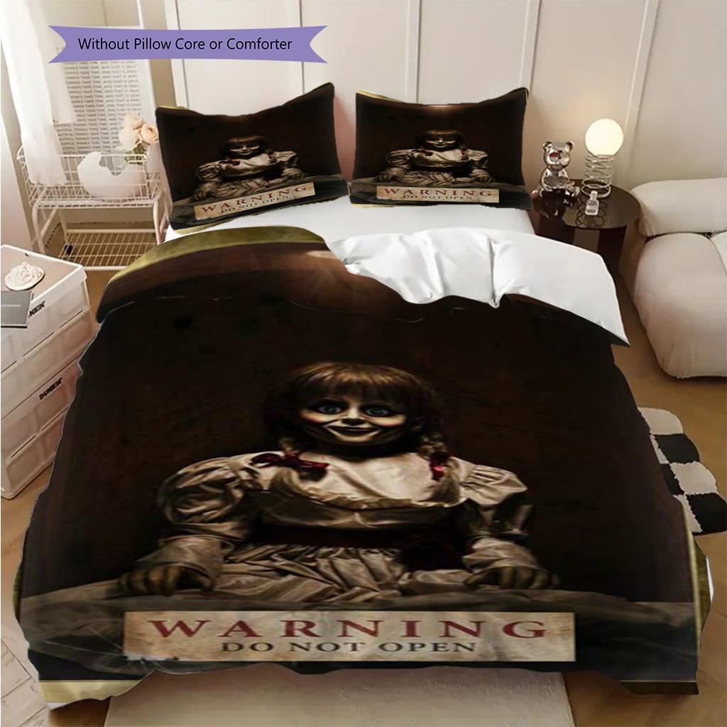 Dark Secrets Annabelle Creation Three-piece set (1 * duvet cover + 2 * pillowcase, without core) 2D Flat Bedding set Duvet cover and pillowcase