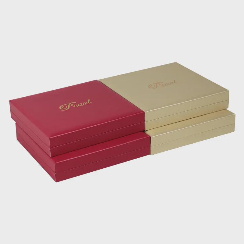PU Leather Pearl Necklace Gift Box, Right Angle Jewelry Packaging, Goddess Mother's Day Jewelry Set Box.