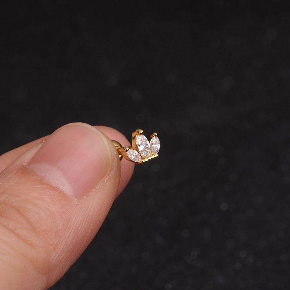 Украшения для тела Helix Tragus Star Moon Heart CZ Пирсинг ушей Серьги-гвоздики серебряного и золотого цвета