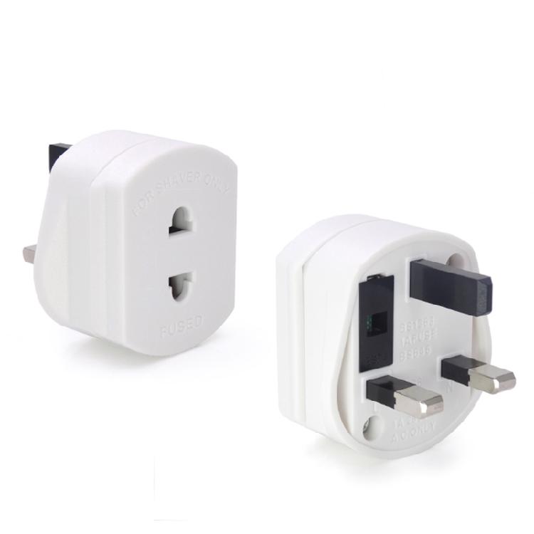 2 Pin to 3 Pin Electric Shaver Adaptor Socket Plug EU to UK Converter - White