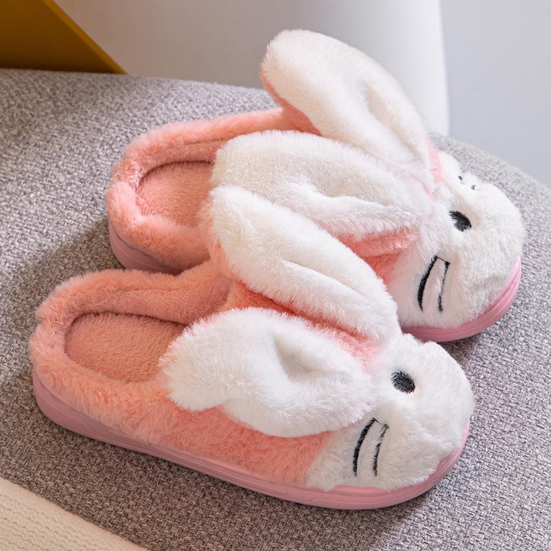 Kids' Cartoon Rabbit Slippers: Cozy Indoor Family Footwear for Autumn & Winter