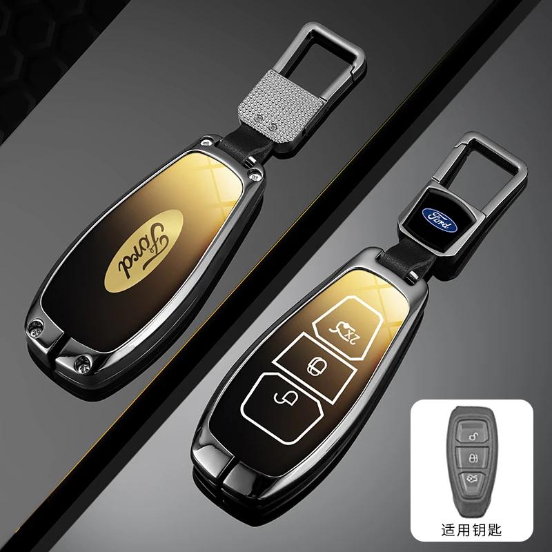 Car Sticker Hot For Ford New Leather Car Remote Key Case Keychain Accessories Holder for Ford ST Line Fiesta Focus Mondeo Ecospo