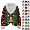 Women's Sweatshirt Long Sleeve Christmas Print Plush Collar V-Neck Pullover Top