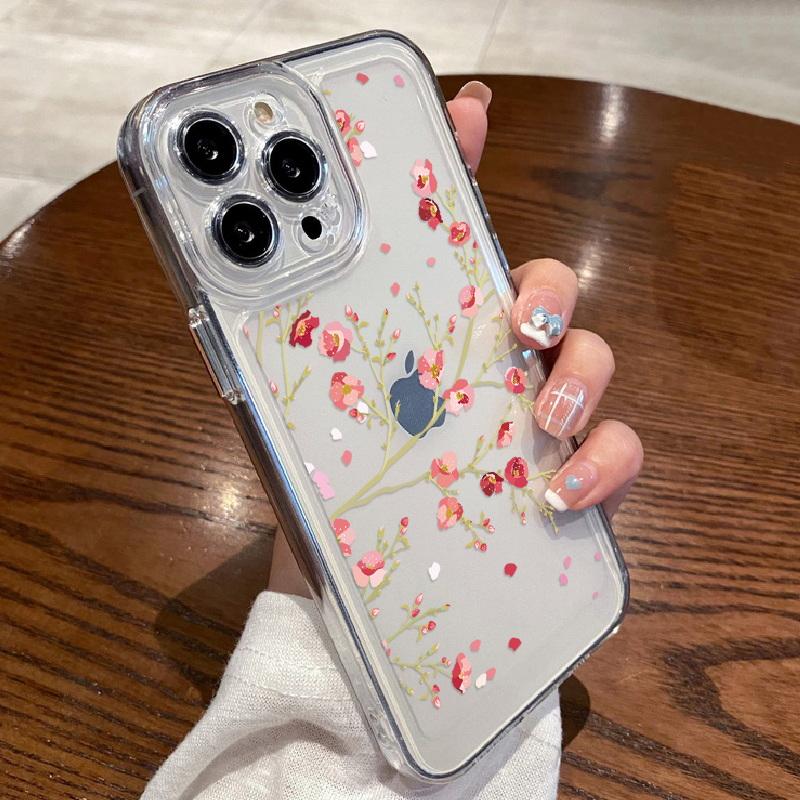 Модный цветочный чехол для телефона iPhone 16 15 14 Pro Max 13 12 11 ударопрочный силиконовый чехол прозрачный чехол