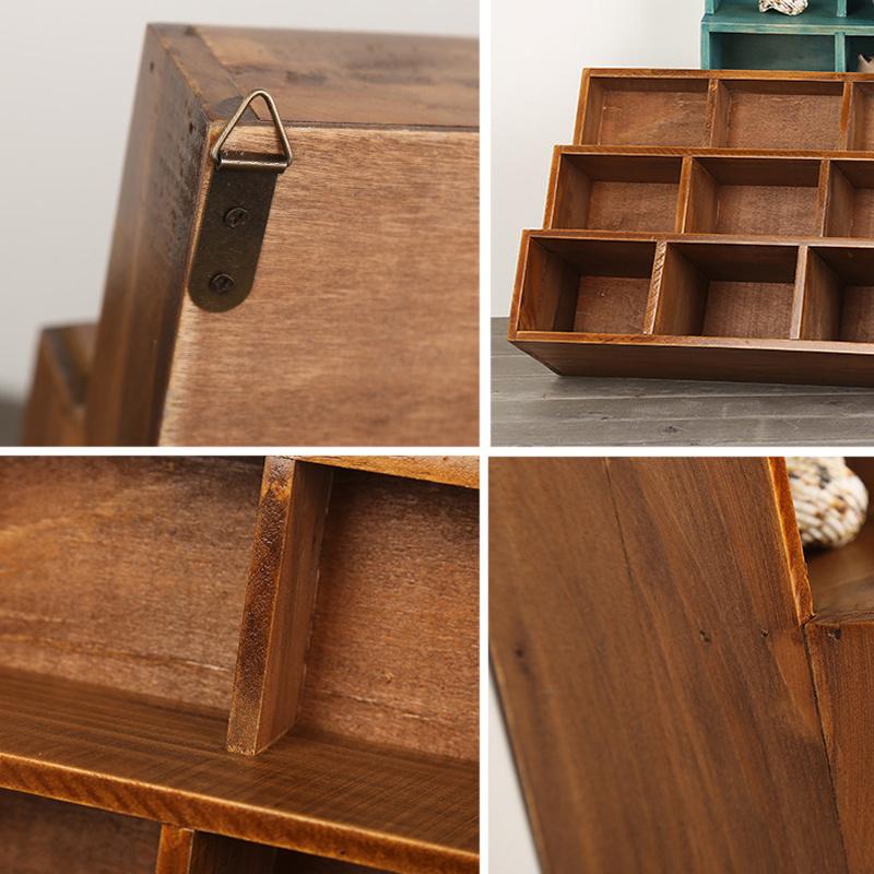 1 шт., красная/синяя, 9-секционная, винтажная деревянная настенная стойка для хранения, настольная, высококачественная стойка для демонстрации ювелирных изделий и предметов коллекционирования.