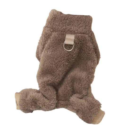 Yousheng Cozy Winter Dog Clothes with Traction Ring 4-Legged Double Sided Thick Long Plush High Collar Warm Pet Clothes