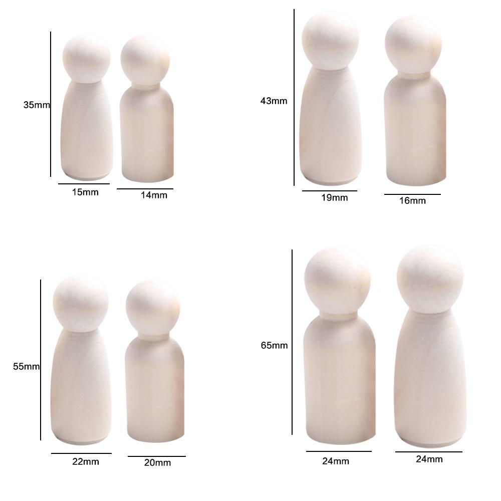Male Female Blank Puppets Handmade Wooden Peg Doll Wedding Decoration Unpainted Figures Wood Crafts