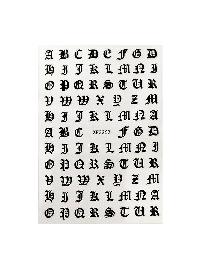 Customizable 3d Nail Art Stickers With Stylish Letter Designs For Unique Nail Art Creations