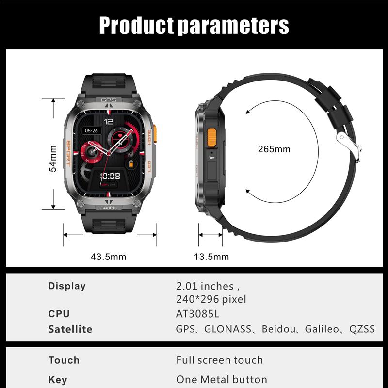 SACOSDING GPS Outdoors Smart Watch IP68 Waterproof GNSS Compass Military Sport LED Flashlight Smartwatch Men 2025 New For Android IOS