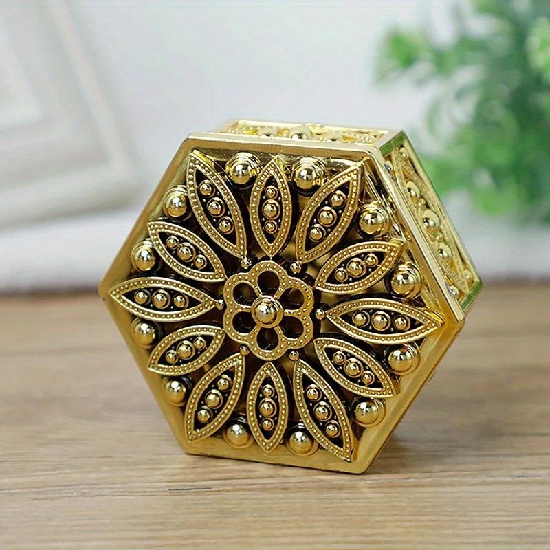 5Pcs Gold Silver Hexagon Mini Plastic Hollow Out Creative Candy Packaging Box Companion Gift Box Party Supplies Jewelry Holder