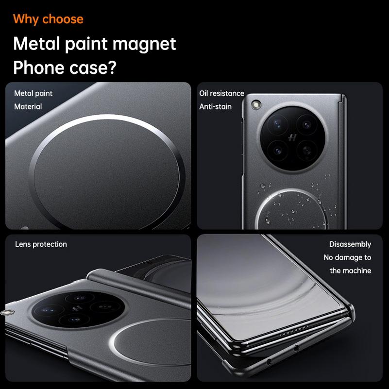 Magnetic Support Wireless Charging with Hinge Protection Case For Honor Magic V6 magic V5 V3 V2 vs 3 Matte Metal Paint Cover