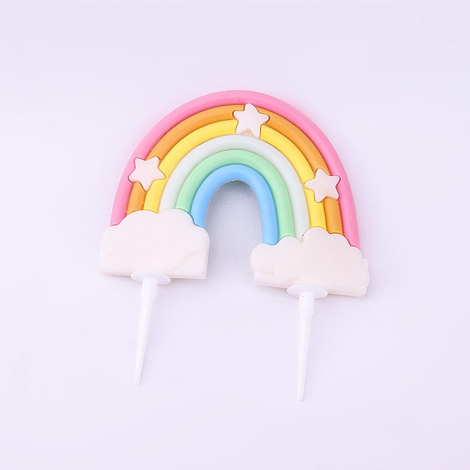 Rainbow Birthday Cake Decoration Cute Cartoon Rainbow Cake Toppers Kids Girls Happy Rainbow Cloud Unicorn Birthday Cupcake Decor