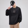 American Heavy Cotton Long-Sleeved T-Shirt Men'S Loose Casual Bottoming Shirt Trendy Brand Printed Crew Neck Sweater