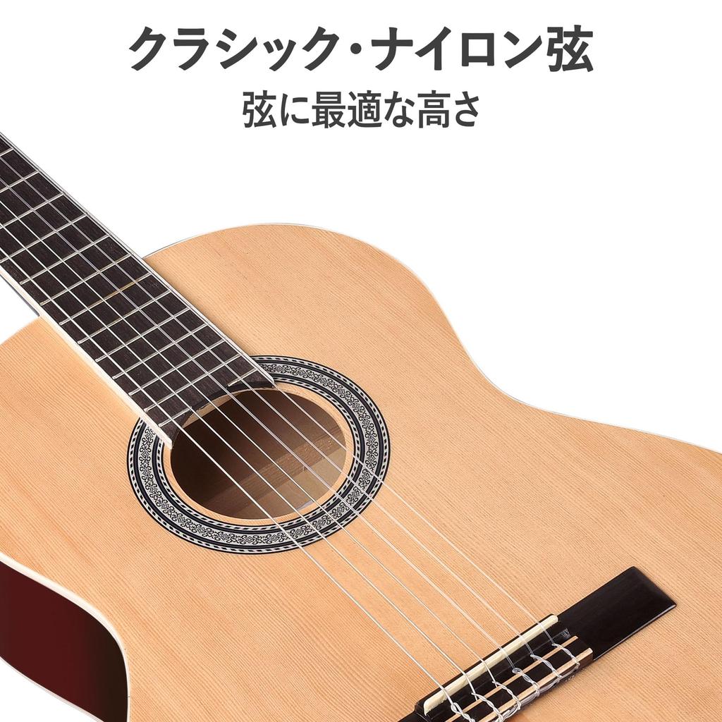 ADM Classical Guitar Beginner Set 39-дюймовая вводная практическая гитара с нейлоновыми струнами, набор из 9 предметов (натуральный)