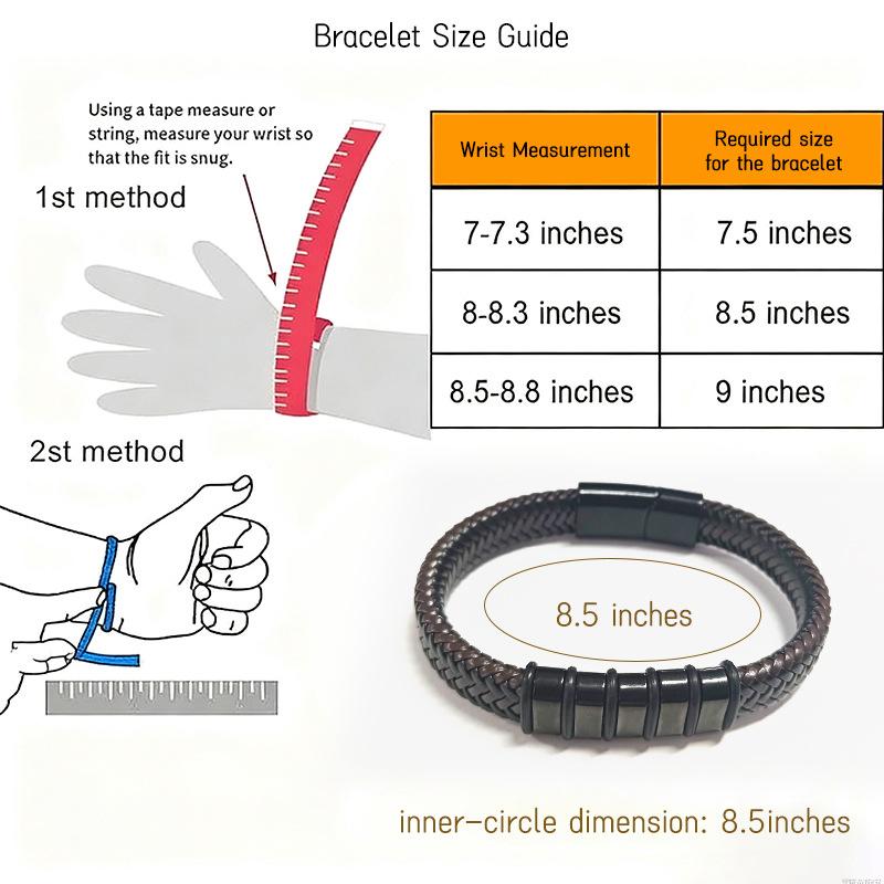 Антистатический браслет - Кожаный антистатический браслет из нержавеющей стали - Магнитный плетеный браслет в ретро-стиле